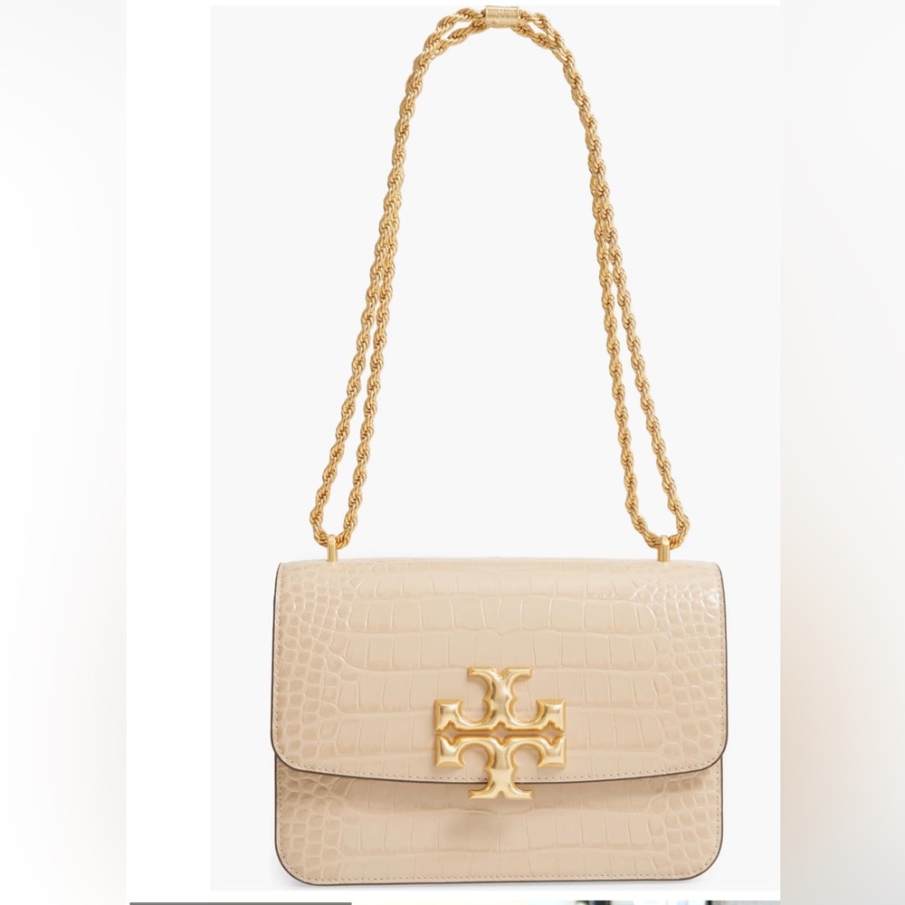 Tory Burch Eleanor Croc Embossed Leather Convertible Shoulder Bag